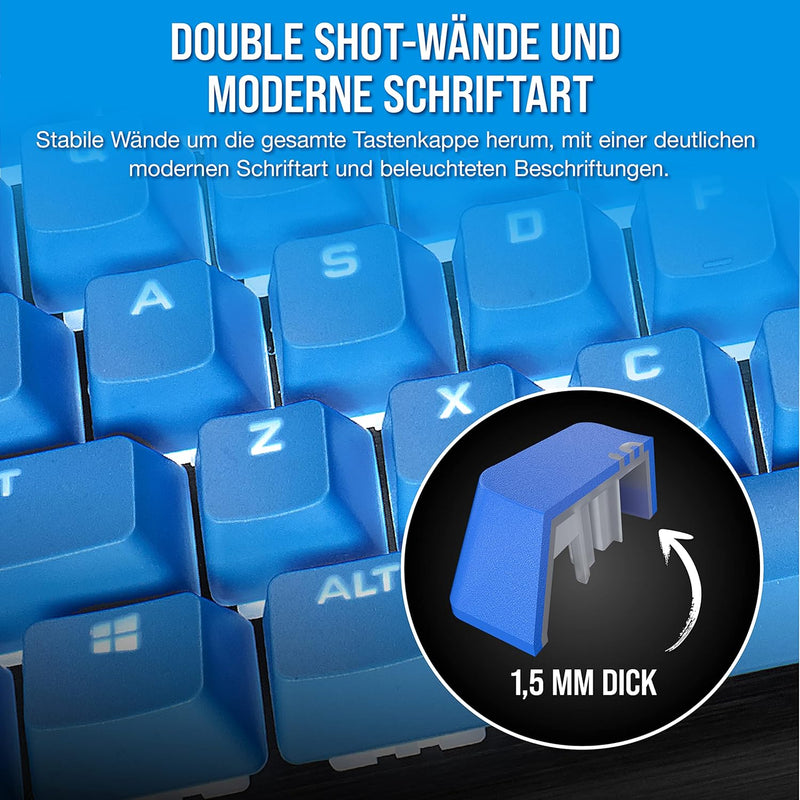 Corsair PBT DOUBLE-SHOT PRO-Tastenkappen-Mod-Kit (Double-Shot-PBT-Tastenkappen, Untere Reihe im Stan