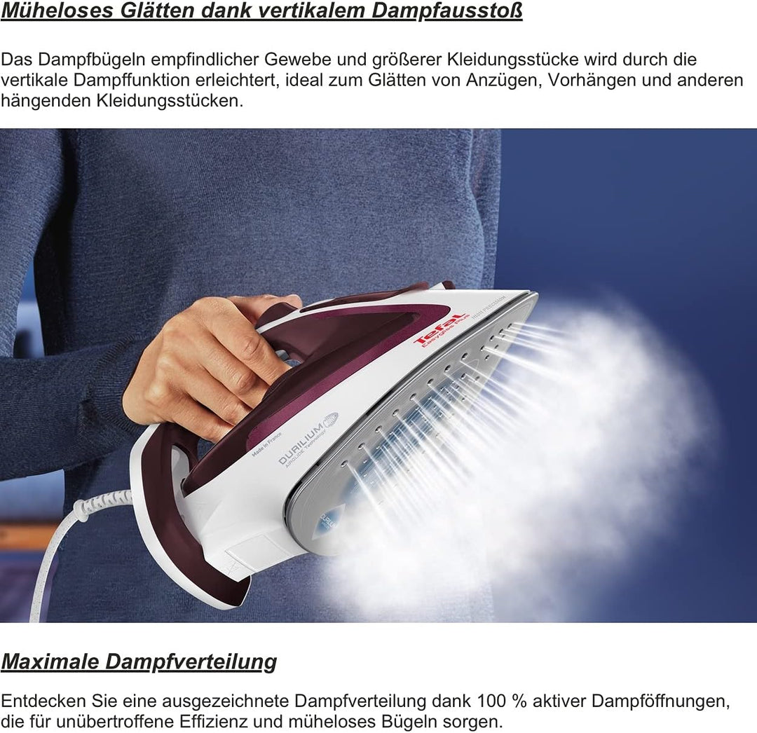 Tefal Easygliss Plus Bügeleisen Dampfbügeleisen mit starken 190g Dampfstoss, Testsieger 2019 - beste