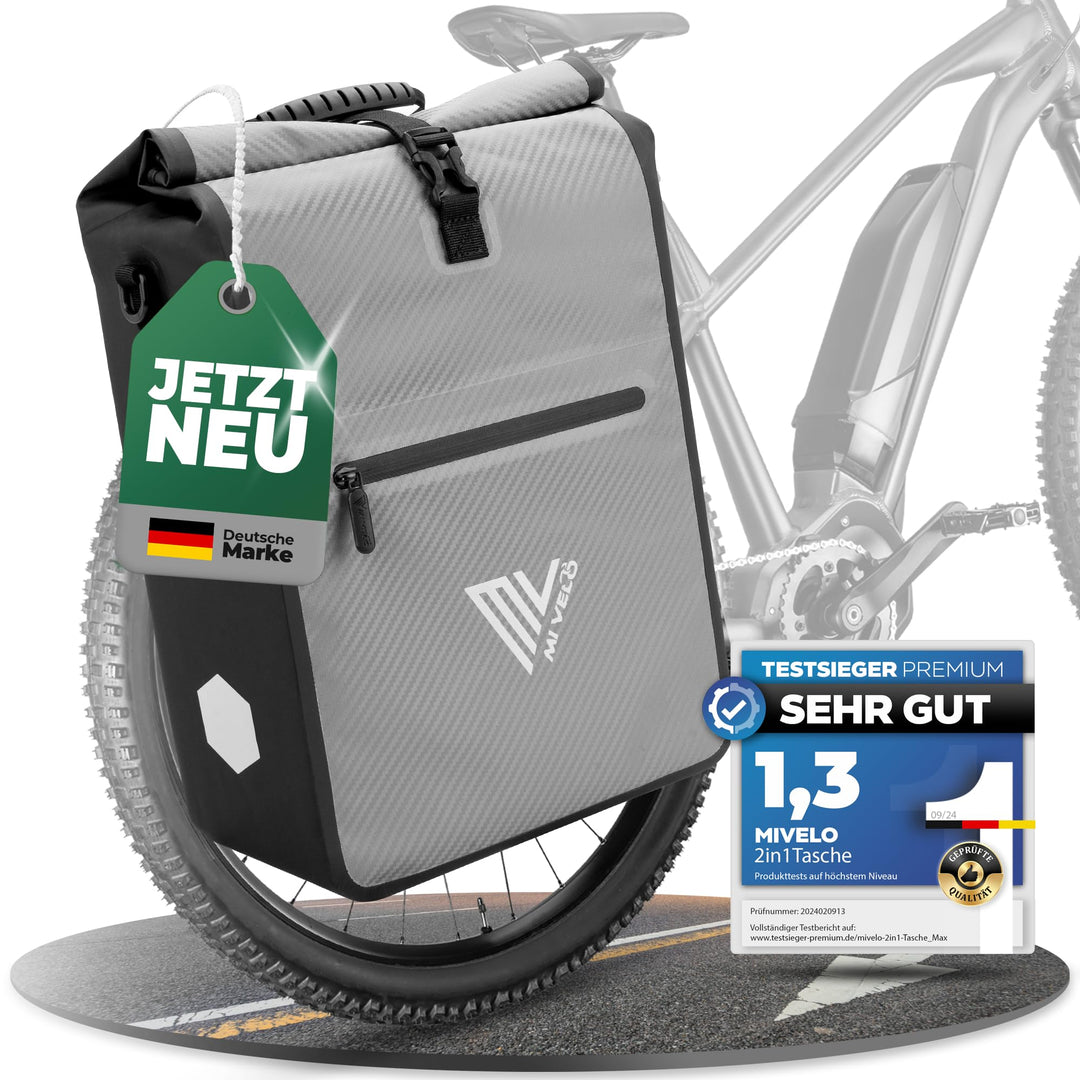 MIVELO 2in1 Fahrradtasche für Gepäckträger Gepäckträgertasche 100% wasserdicht Fahrrad Tasche für Ge