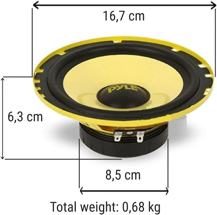 Pyle 1 kit 2 Wege PLG6C Lautsprecher 6,5" 16,5 cm 200 watt rms und 400 watt max impedanz 4 ohm mit w