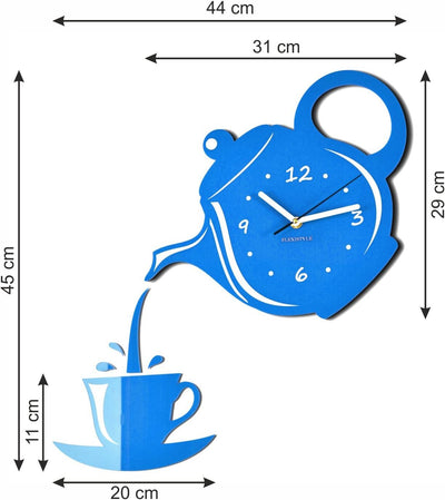 FLEXISTYLE Moderne Wanduhr für die Küche Tasse Und Kanne, 45 cm x 45 cm, 3D, leise, Design, Made in