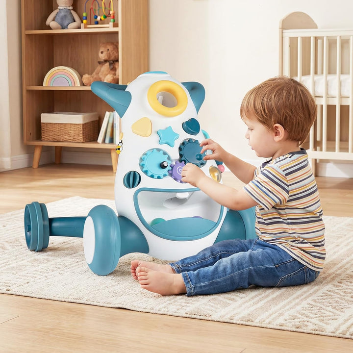 COSTWAY Lauflernwagen Baby, Lauflernhilfe mit Musik & Licht, Laufhilfe mit Formensortierer, Zahnräde