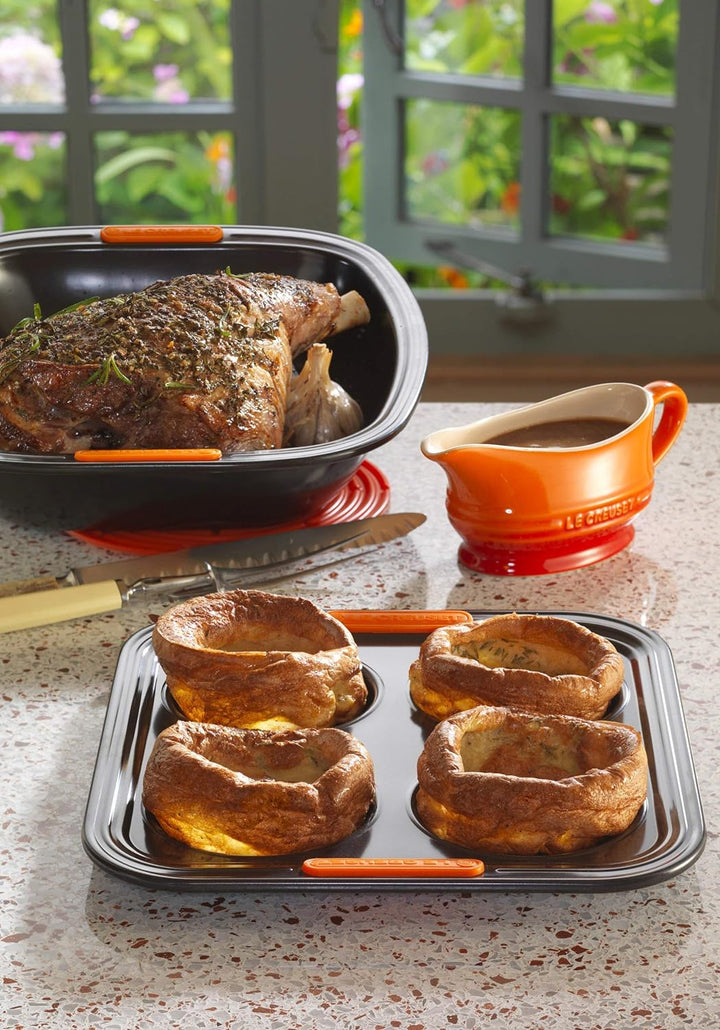 Le Creuset Antihaft Backform für Yorkshire-Pudding, Für 4 Stück (Ø 10 cm), Sauerteigbeständig, Aus K