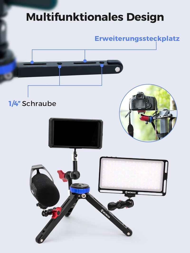 Moman Mini Tripod TR01 Small Stativ Tischstativ klein Kamerastativ CNC Aluminium 1/4 3/8 Schraubbefe