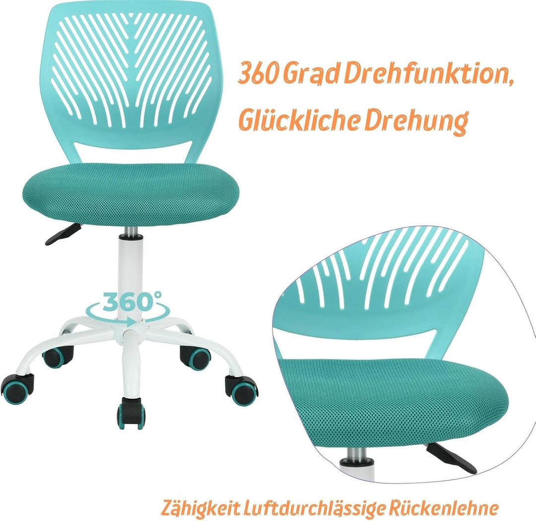 FurnitureR Friseurstuhl ergonomischer Drehstuhl ohne Armlehnen, höhenverstellbar, Netzrückenlehne, M