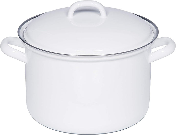 Riess, 0121-033, Fleischtopf mit Deckel 14, CLASSIC WEISS, Inhalt 1 Liter, Höhe 15 cm, Emaille, weis