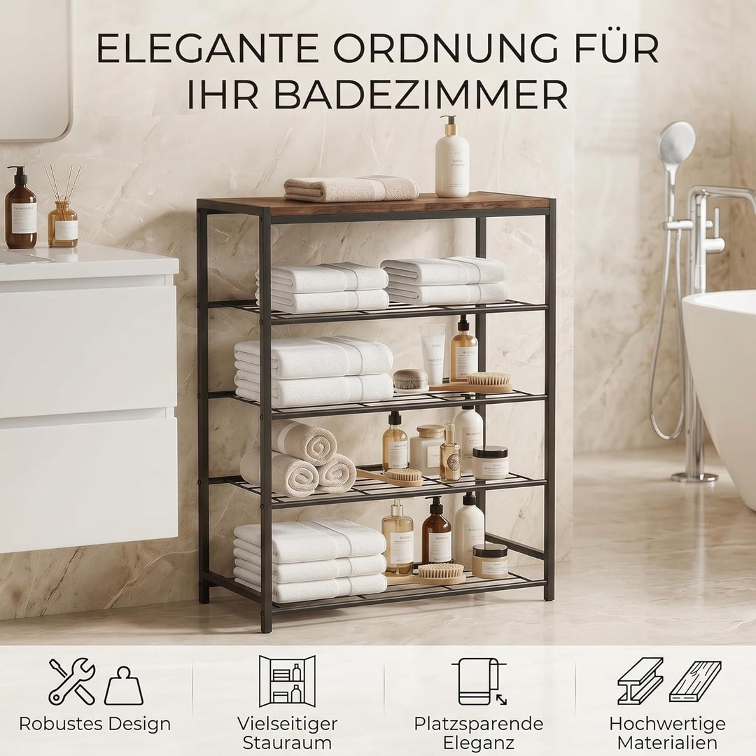 Schuhregal Schmal mit 5 Ebenen und Ablagefläche - Vertikaler Schuhschrank Schmal Platzsparelnd für F