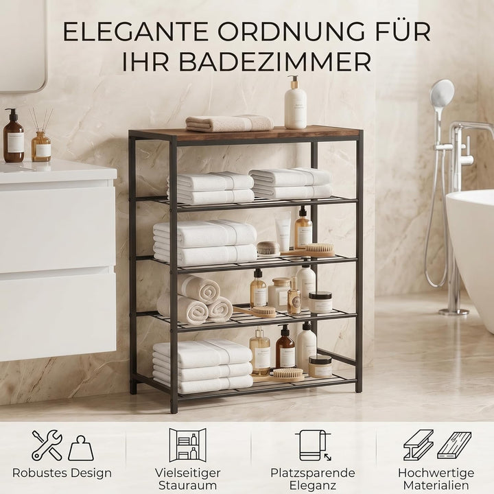 Schuhregal Schmal mit 5 Ebenen und Ablagefläche - Vertikaler Schuhschrank Schmal Platzsparelnd für F
