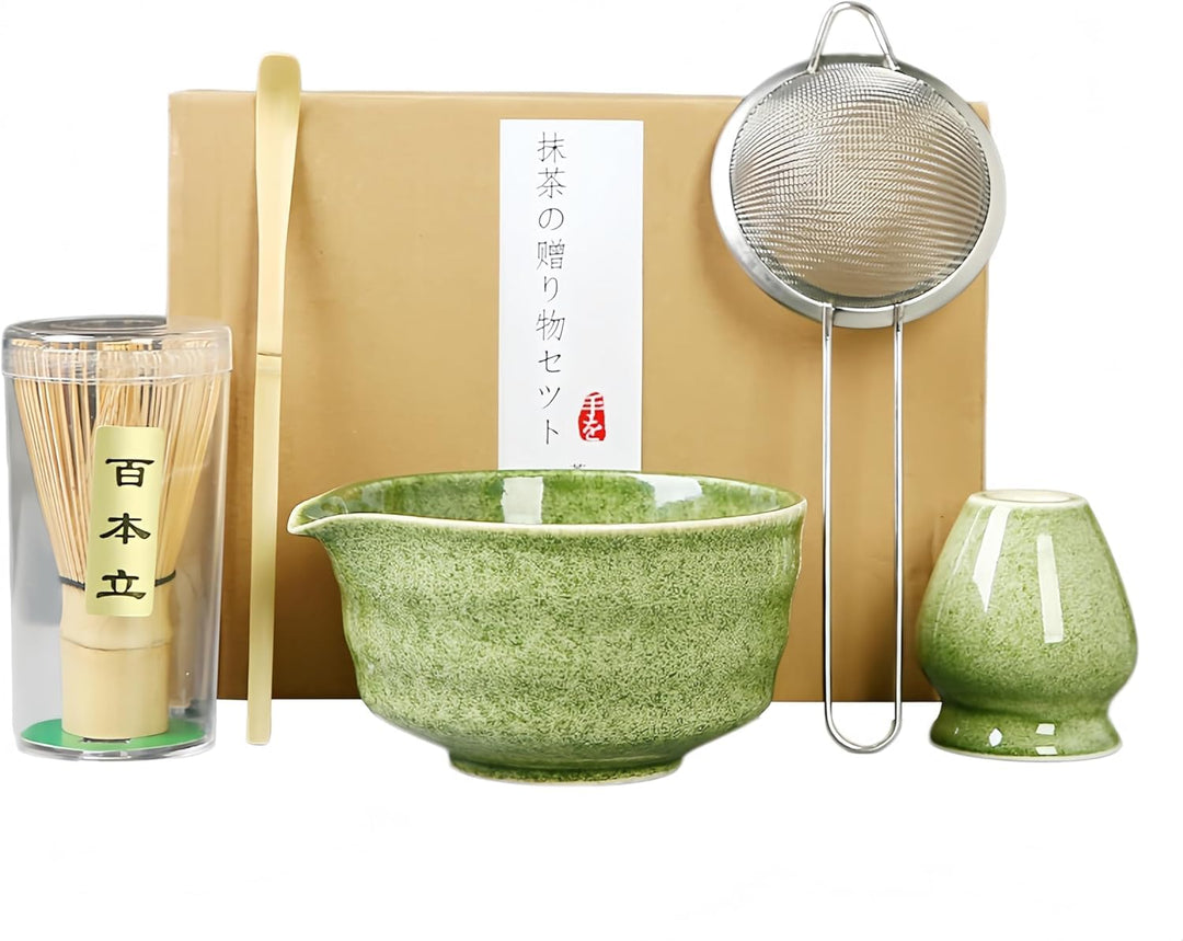 Generisch Traditionelles Japanisches Matcha-Tee-Zeremonie-Set, 5-teilig mit Schale, Halter und Sieb,
