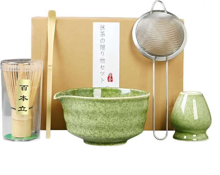 Generisch Traditionelles Japanisches Matcha-Tee-Zeremonie-Set, 5-teilig mit Schale, Halter und Sieb,