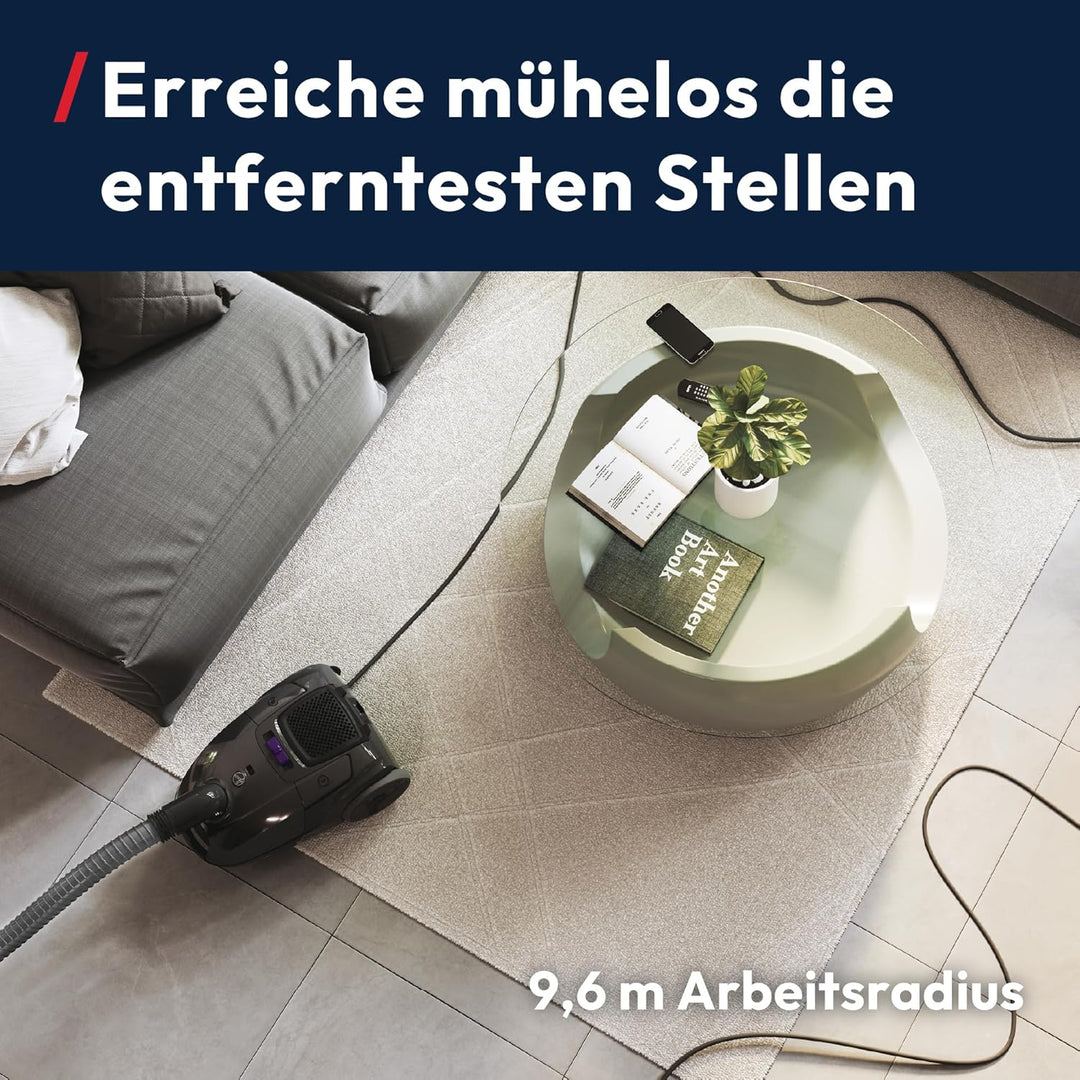 Hoover Telios Bodenstaubsauger für Hartböden & Teppiche, kompakt, leise 69dBA, 3,5L Staubbeutel, EPA