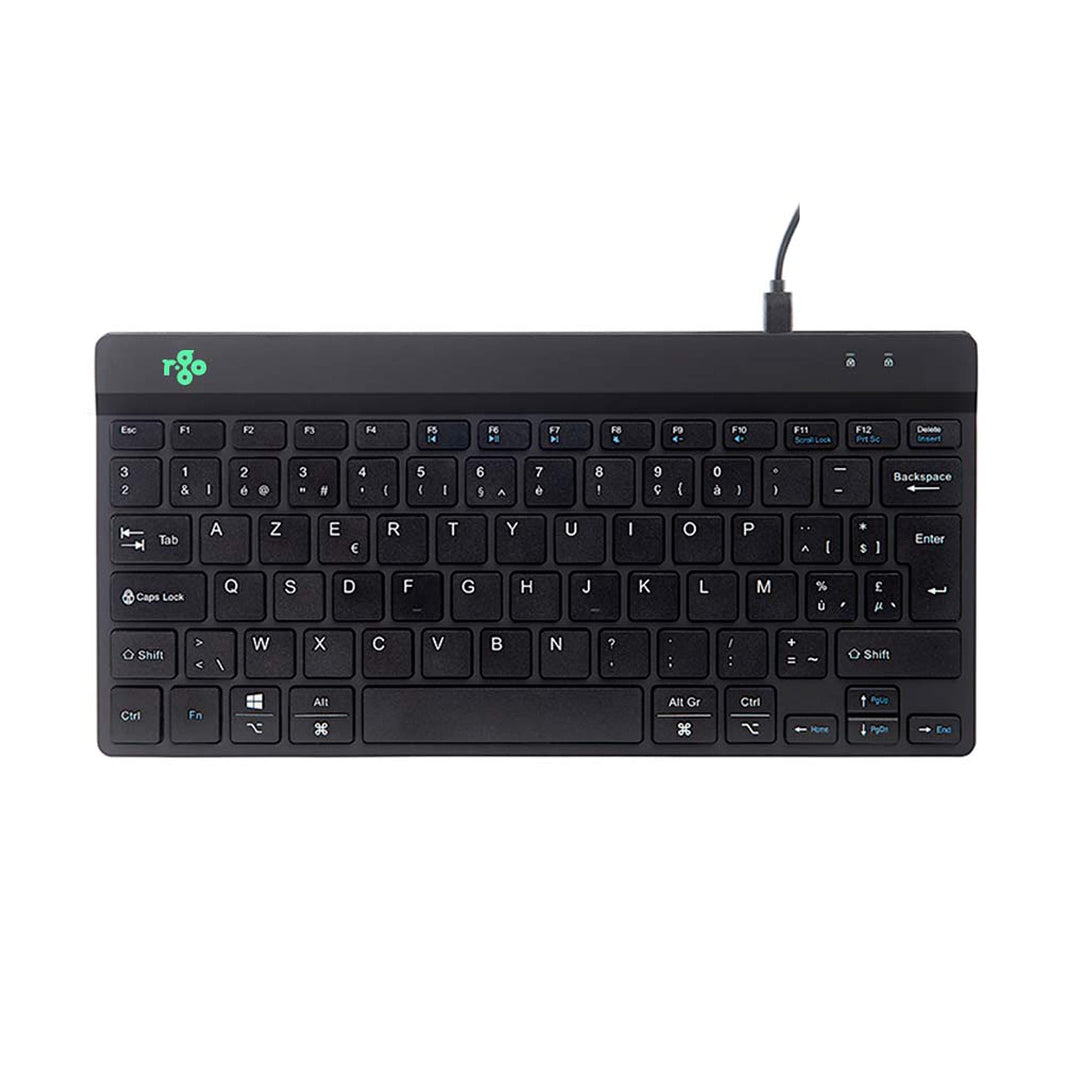 R-Go Compact Break Tastatur, AZERTY BE Layout, Mit Pausenanzeige, Ergonomische flaches Design, Kabel