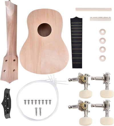 VBESTLIFE DIY Ukulele, 21 Zoll Basswood 4 String Ukulele DIY Kit, machen Sie Ihre eigene Ukulele Haw