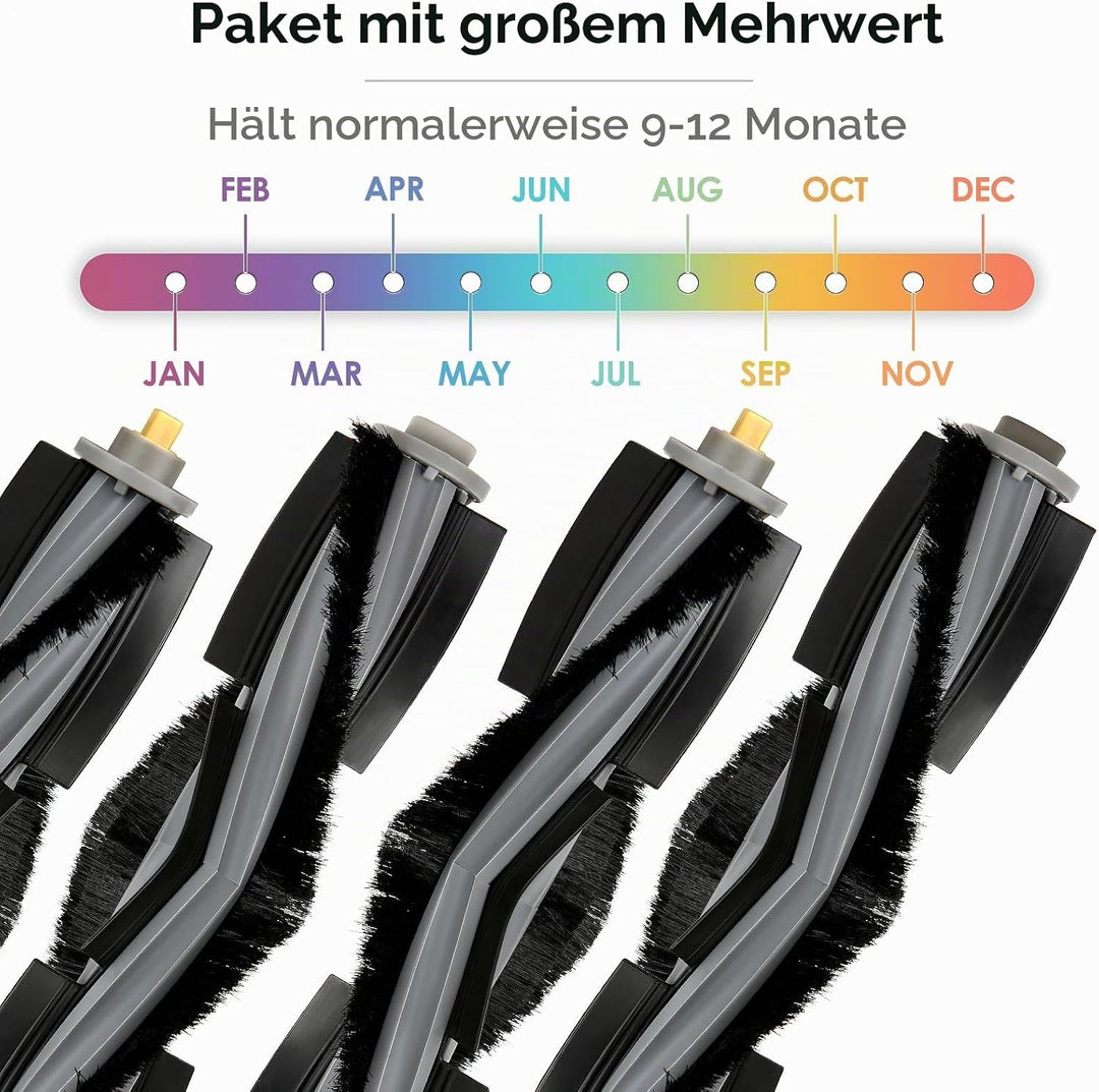 (4 Stück) Walzenbürste Kompatibel mit ECOVACS DEEBOT X1/ X1 Omni/ X1 Turbo/ X1 PRO Omni/ T10/ T10 Om