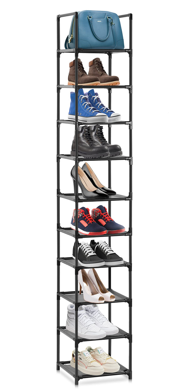 Schuhregal, 10-stufiger Schuhschrank Kunststoff-Schuhregale Organizer aus Eisen, Standregal, platzsp