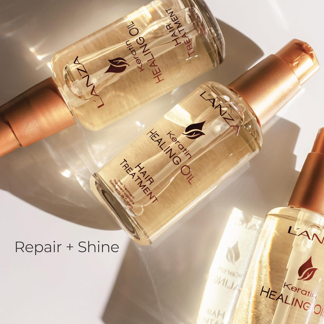 L'ANZA Keratin Heilöl Haarbehandlung (50 ml), Regeneriert, Belebt & Nährt Trockenes, Geschädigtes Ha