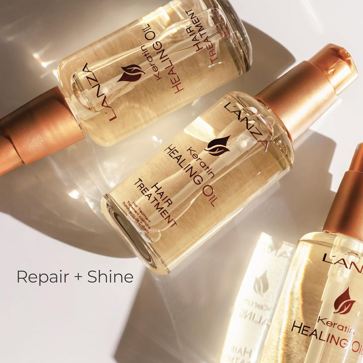 L'ANZA Keratin Heilöl Haarbehandlung (50 ml), Regeneriert, Belebt & Nährt Trockenes, Geschädigtes Ha