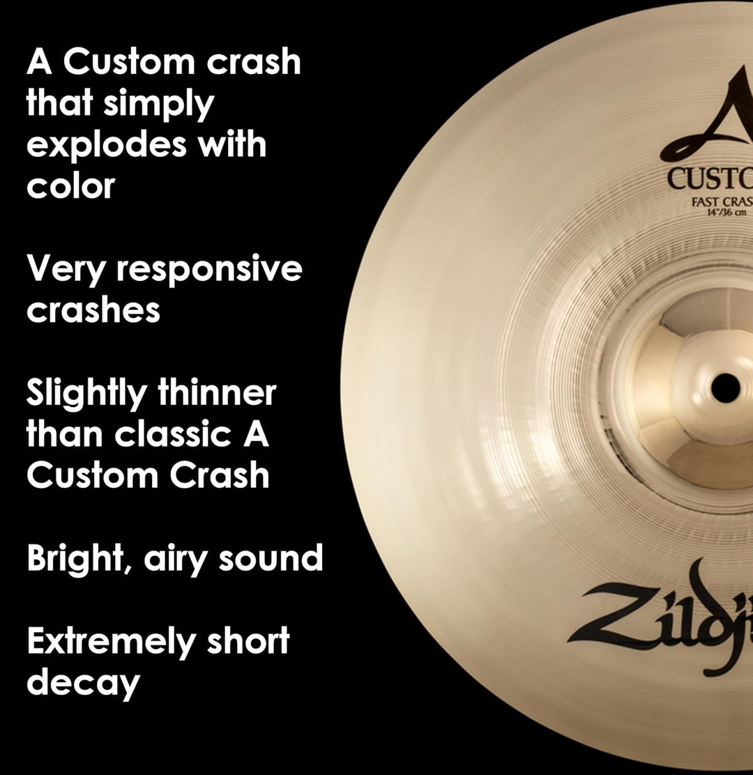 Zildjian A Custom Series - 14" Fast Crash Cymbal - Brilliant finish 14 Zoll, 14 Zoll