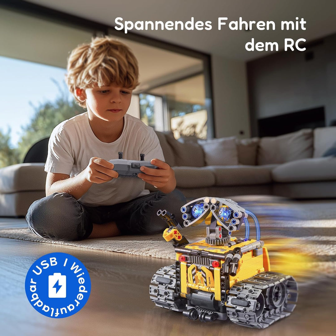 IKUPER Roboter Kinder für Jungen, 4-in-1 Roboter Programmierbar mit App & Fernsteuerung, Technik Rob