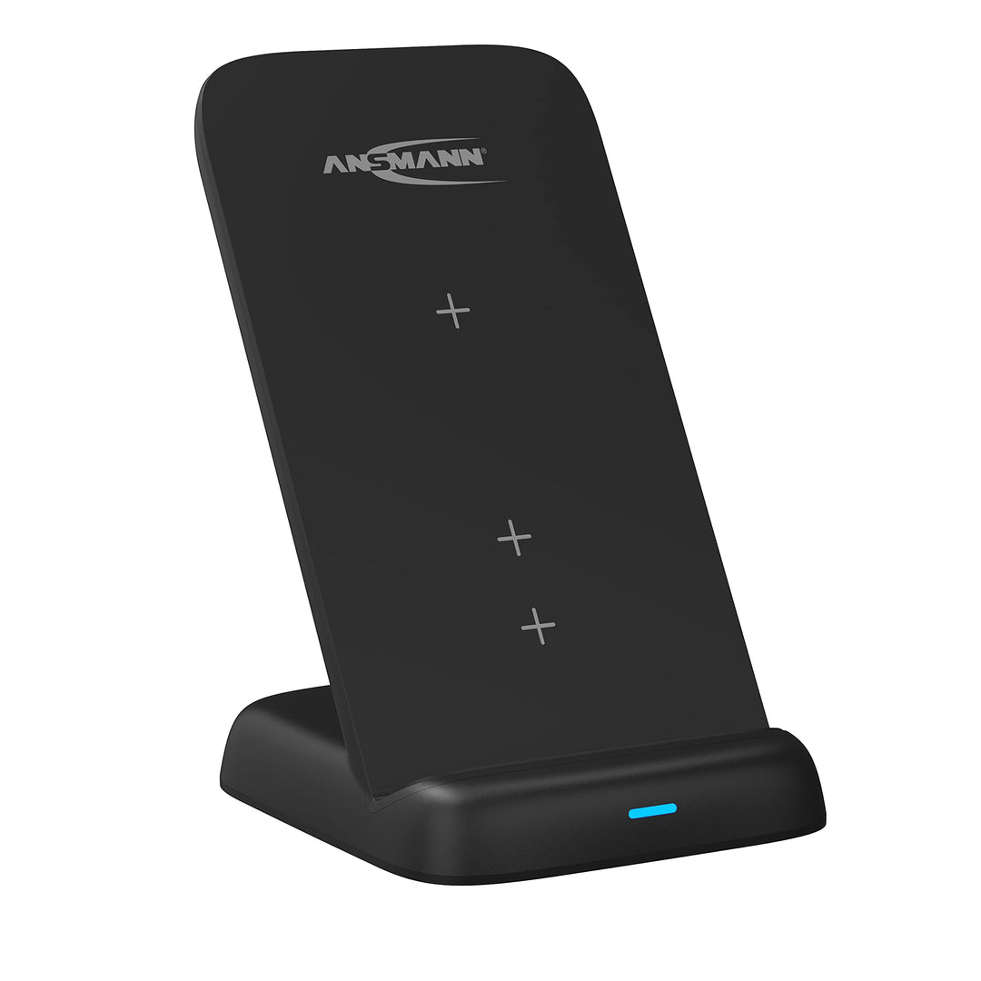 ANSMANN kabelloses Ladegerät 15W Qi-zertifizierter Wireless Charger, 3-Spulen Ladestation (vertikal,