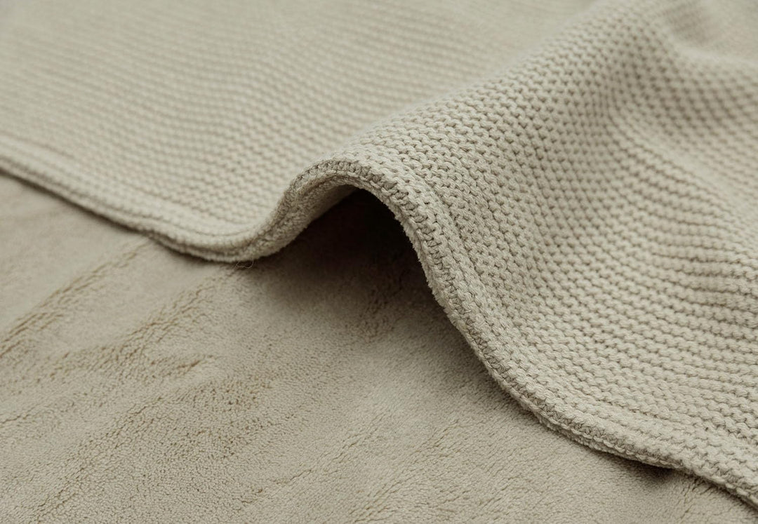 Jollein 517-511-67054 Babydecke Strickdecke mit Teddyfell Basic Knit Olive (75x100 cm)