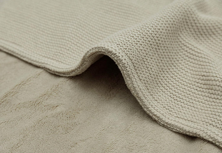 Jollein 517-511-67054 Babydecke Strickdecke mit Teddyfell Basic Knit Olive (75x100 cm)