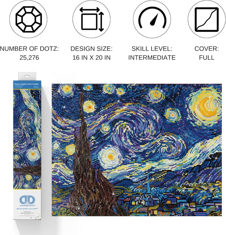 Diamond Dotz DD9-001 Sternenklare Nacht, ca. 50,8 x 40,6 cm gross, Diamond Painting, Malen mit Diama