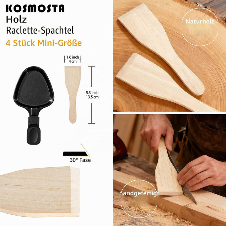 Kosmosta Pfännchen Mini 4 Stücke Antihaftbeschichtet Grill Pfännchen Dreieck Mini Raclette Grill mit