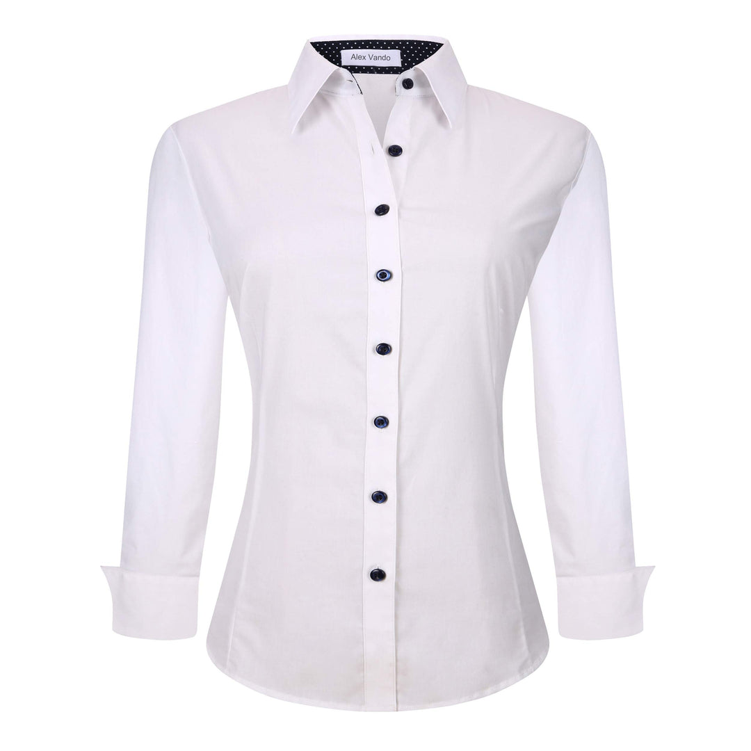 Alex Vando Bluse Damen Langarm Hemd Damen Stretch – Business Button Down Shirts, Bügelfrei Arbeitshe