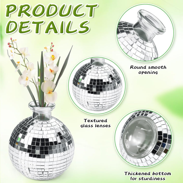 6 Stück Disco Ball Vase Deko Kugel Discokugel Blumentopf Vase Disco Kugel Pflanzentopf Discos Ball P