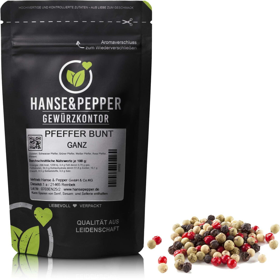 1kg Bunter Pfeffer ganz Gewürzmischung in Spitzenqualität - Aromatischer Schwarzer Weisser Rosa und