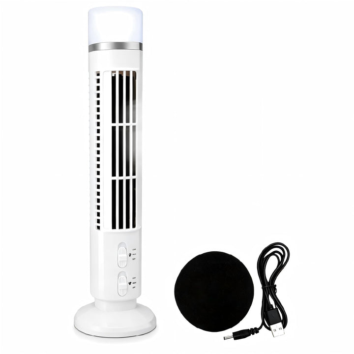 Leise Turmventilator, USB MiniVentilator Säulenventilator mit Licht Einstellbar Mobiler Lüfter Batte