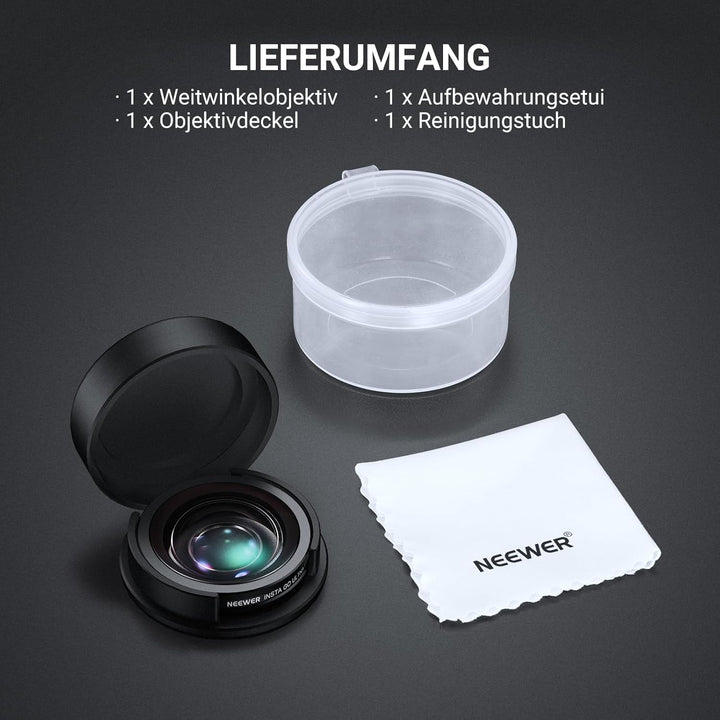 NEEWER Weitwinkelobjektiv kompatibel mit Insta360 GO Ultra, 185° FOV, mehrfachvergütetes HD Optische