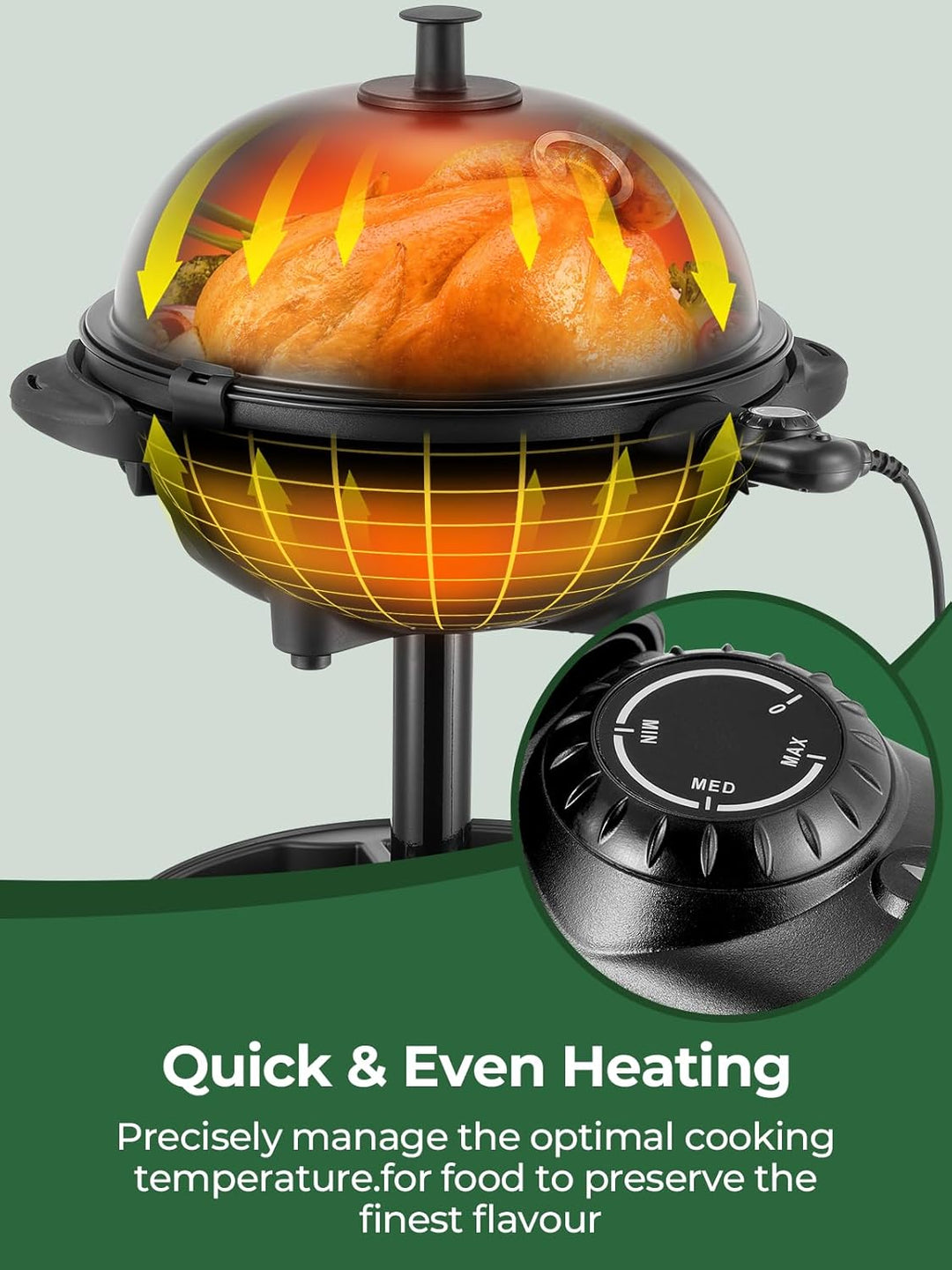 FOHERE 2400W Elektrischer Elektrogrill 2in1 Tischgrill - Standgrill mit Thermostat, Grillplatte mit