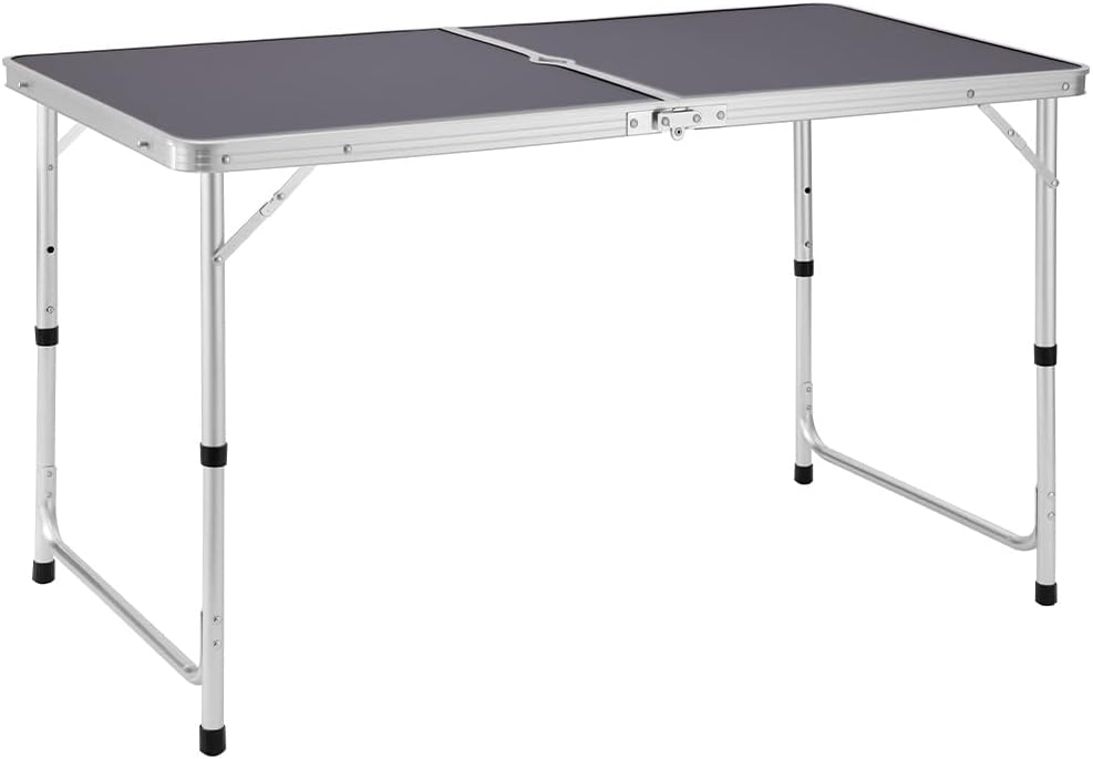 BAKAJI Campingtisch Picknick grau mit Verstellbarer Höhe, Gestell aus Aluminium, zusammenklappbares