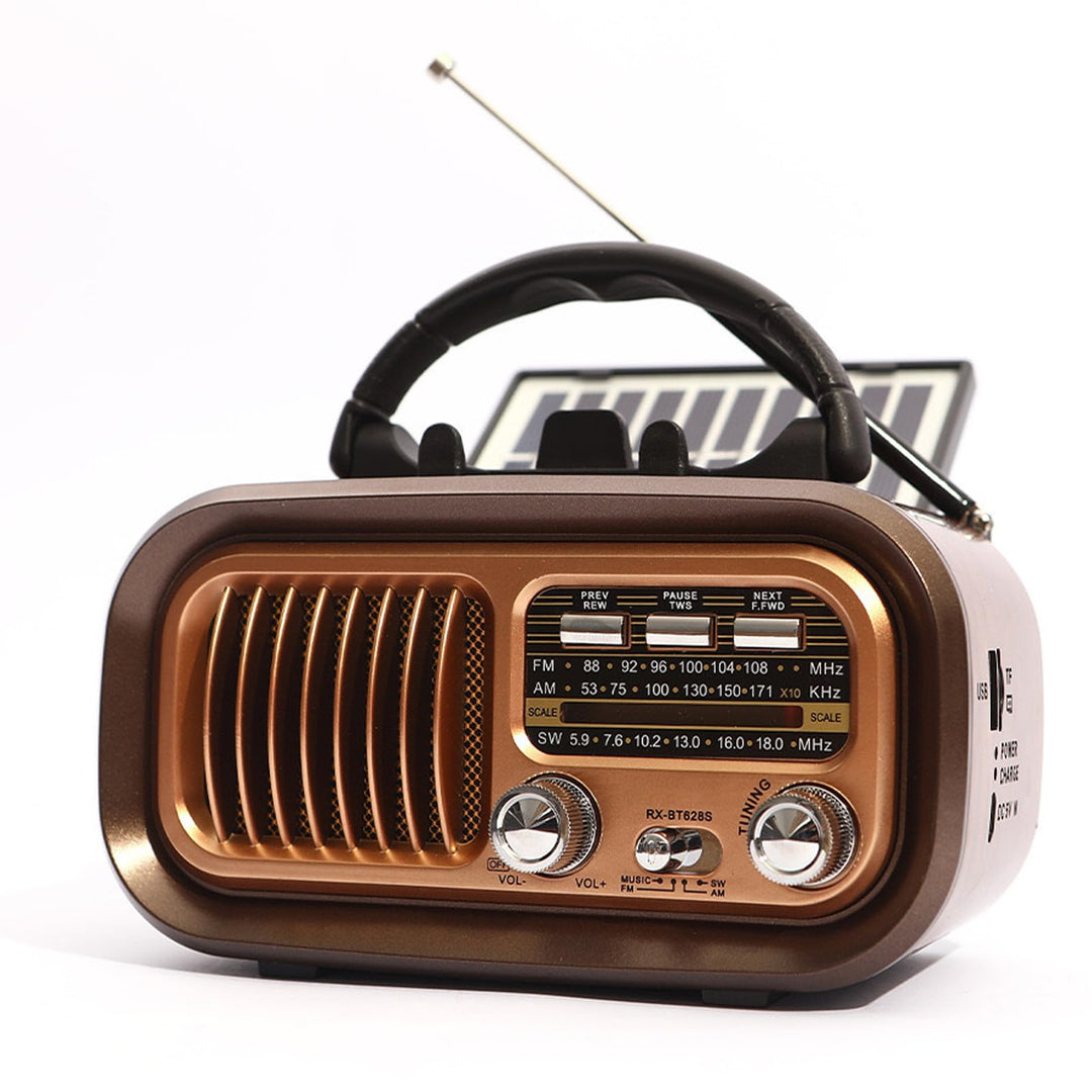 Retro Radio Klein mit Bluetooth,AM/FM/SW Solarbetrieben Kleines Vintage-Radio, Bluetooth-Lautspreche