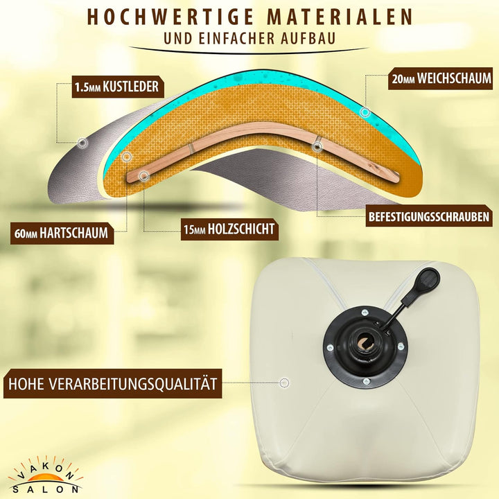 Premium Sattelhocker weiss mit Bremse, Sattelstuhl für Rückenentlastung, Rollhocker höhenverstellbar