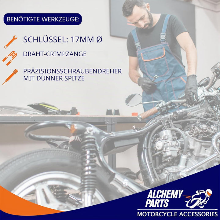 Alchemy Parts Motorrad-Scheinwerfer, 165 mm Durchmesser, universell passend für Retro-Café-Racer, Cu