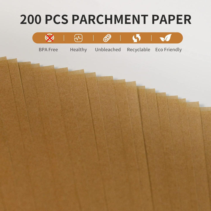 200 Stück ungebleichte Pergamentpapier-Backblätter, 30x40cm Backpapier, Vorgeschnittene Antihaft-Per