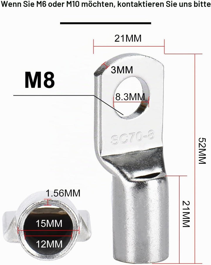 DIHOOL batteriekabel 50mm2 m8 100cm 0 AWG Silikonkabel Wellrohr Kabelrohr Weich und Flexibel Hitzebe