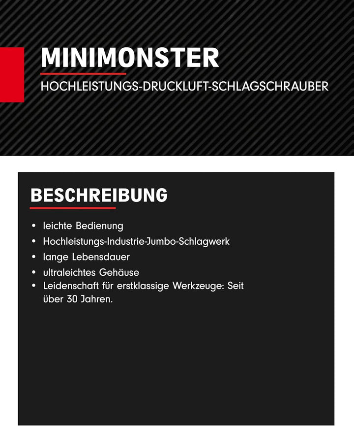 KS Tools 515.1270 1/2" miniMONSTER Hochleistungs-Druckluft-Schlagschrauber 1.390 Nm 1/2" 1.390 Nm Si