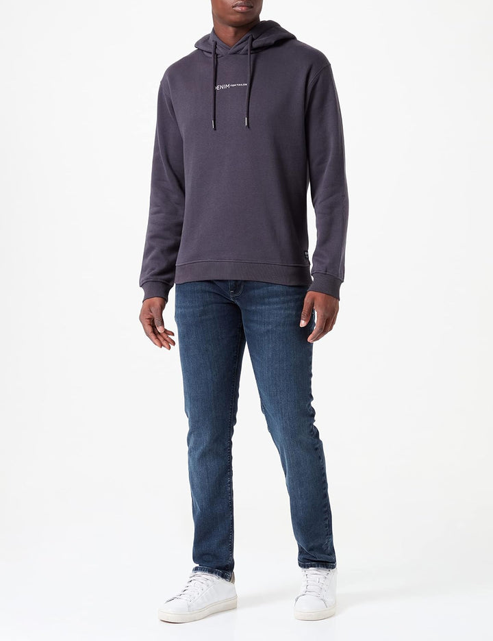 TOM TAILOR Denim Herren Hoodie Sweatshirt mit Logo-Print S 29476 - Coal Grey, S 29476 - Coal Grey