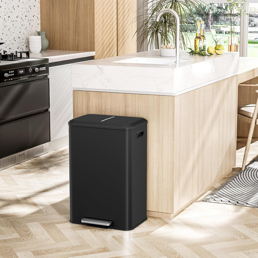 LIFERUN Mülleimer Küche 40l, Abfalleimer Küche mit Inneneimer,mit Deckel Softclose, Tretmülleimer au