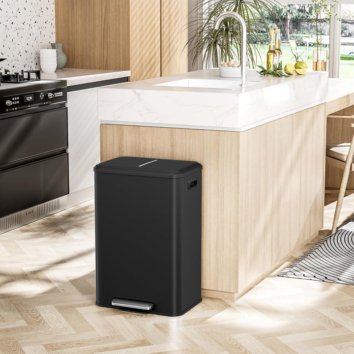 LIFERUN Mülleimer Küche 40l, Abfalleimer Küche mit Inneneimer,mit Deckel Softclose, Tretmülleimer au