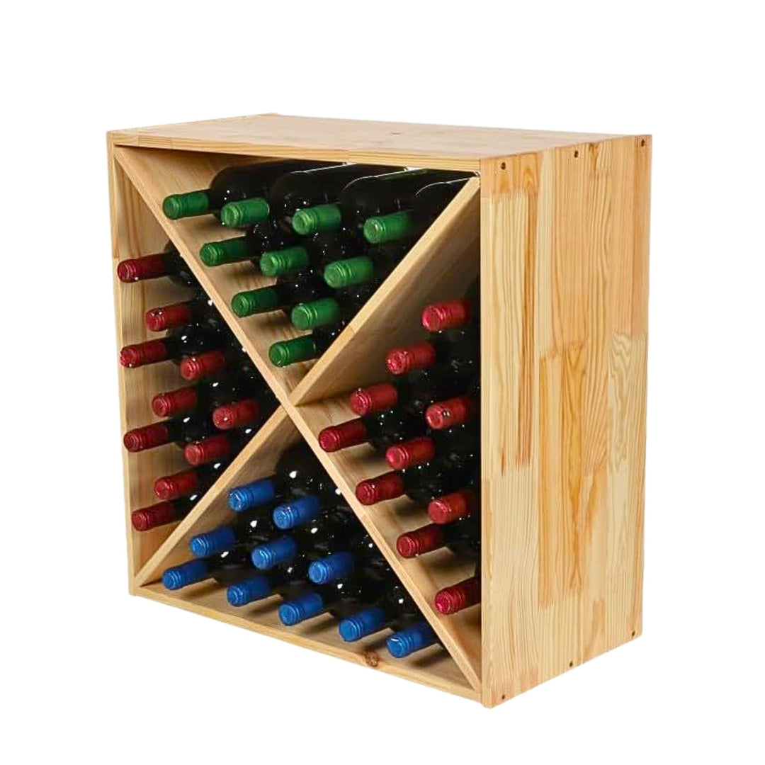 PROREGAL Modulares Weinregal VINCELLAR MOD | HxBxT 60x60x30cm | Kreuz Modul für 40 Flaschen | Massiv