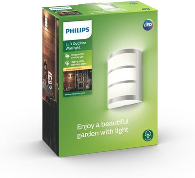 Philips myGarden LED Python Wandaussenleuchte, 6W, Edelstahl ohne Bewegungsmelder, ohne Bewegungsmel