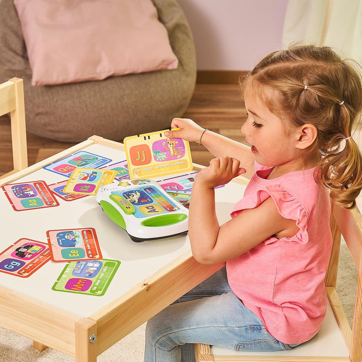 VTech ABC-Lernkartenspass – Lernkartenboard mit bedruckten Buchstabenkarten und Lerninhalten zu den