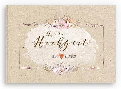 bigdaygraphix Gästebuch Hochzeit ohne Fragen - DIN A4 quer - Hochzeitsbuch 104 Leere Seiten | Hochze