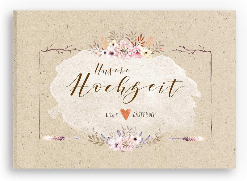 bigdaygraphix Gästebuch Hochzeit ohne Fragen - DIN A4 quer - Hochzeitsbuch 104 Leere Seiten | Hochze