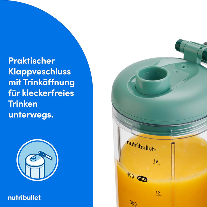 NutriBullet Flex 590 ml, Tragbarer Mixer mit Trinkdeckel, Abnehmbare Klingen, Wiederaufladbar mit US